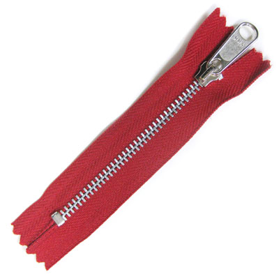 YKKアルミ製ファスナー10cmのテープ色＃519赤色色タイプの商品見本