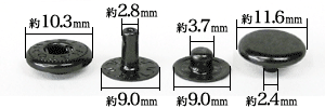 バネホックNo2は頭の寸法が11.5mmとなります