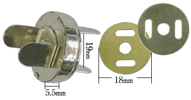 マグネットホック18mm(ニッケル)寸法