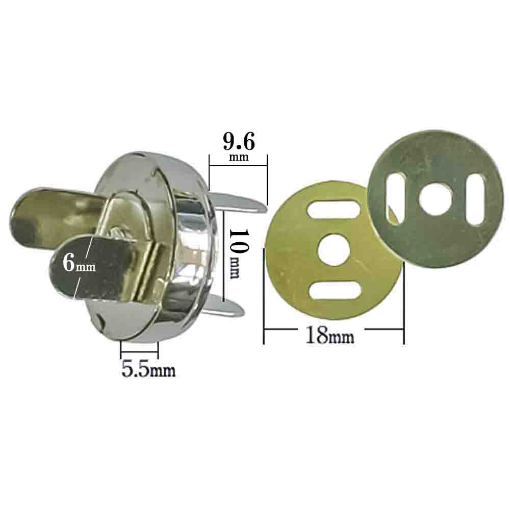 マグネットホック18mm（ニッケル）寸法