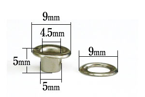 ハトメ300ニッケルの寸法サイズ