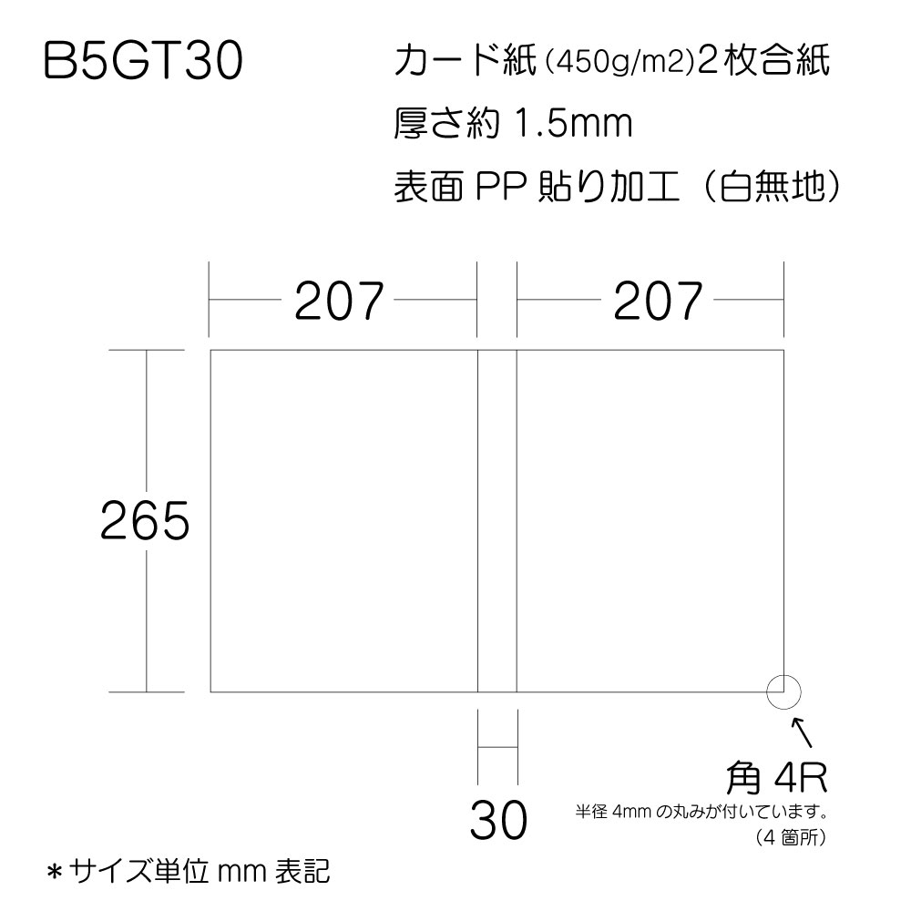 B5ファイル台紙B5GT30サイズ