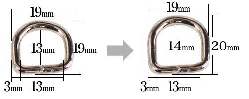 バット溶接Dカン12mmのサイズが少し変わります