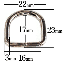 犬カン15mm(バット溶接Dカン)寸法