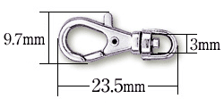 3mmレバー付きナスカン(ニッケル)寸法