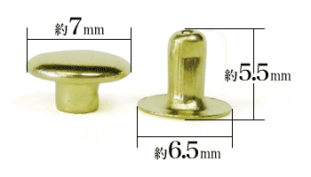 中カシメ片面短足ゴールド寸法