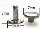 中カシメ片面並足は、頭7mm足7×7の標準サイズ