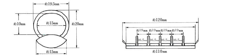 ミニバインダー5穴F120-5-15R-15SR寸法