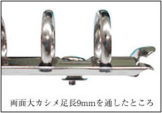 F130-6-19R-20SRに大カシメ両面超足長を通したところ