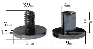 ネジ式ビス4×5mm（黒ニッケル）寸法サイズ