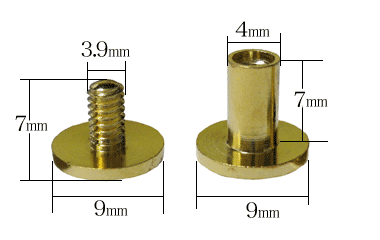 ネジ式ビス4×7mm(本金メッキ)サイズ