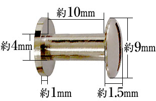 ネジ式ビス4×10mm（ニッケル）サイズ