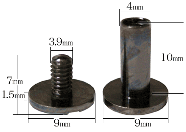 ネジ式ビス4×10mm（黒ニッケル）サイズ