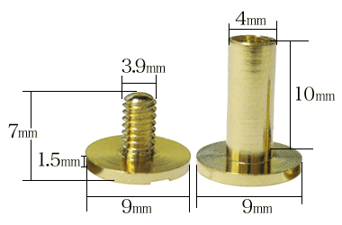 ネジ式ビス4×10mm（本金メッキ）サイズ